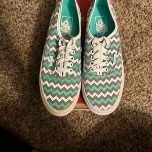 Vans Chevron Pattern Sneakers in Teal and Gray